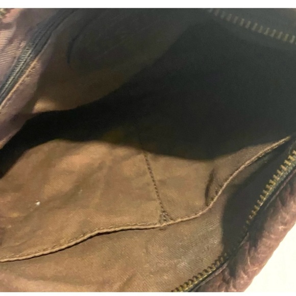 Fossil Brown distressed crossbody Leather Bag with Gold Accents - Picture 8 of 11